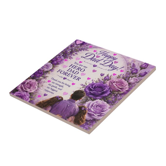 LOVE FOR DAD FROM DAUGHTERS CERAMIC TILE (Side)