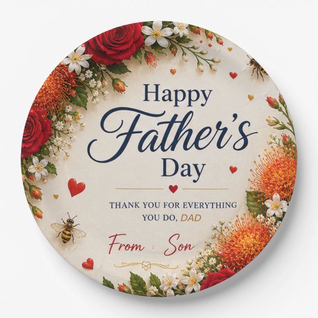 LOVE FOR DAD FROM SON PAPER PLATES (Front)