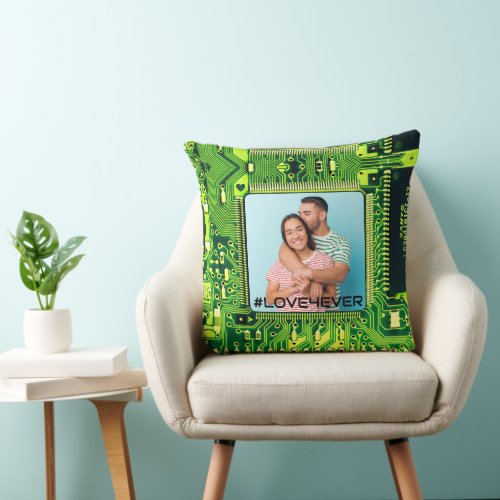  Love For Ever Modern Cool Unique Microchip Photo Throw Pillow