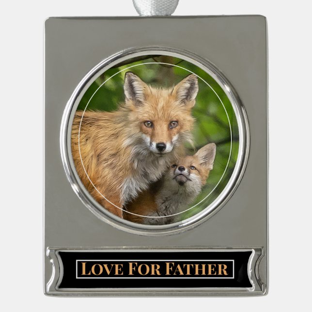 Love For Father Silver Plated Banner Ornament (Front)