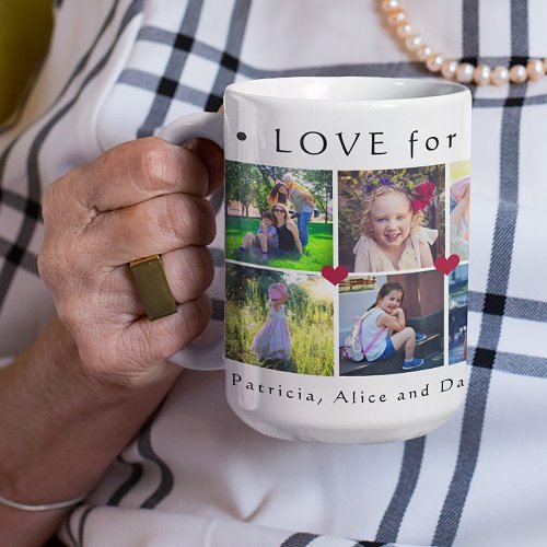 Love for grandma multi photo simple cute hearts coffee mug