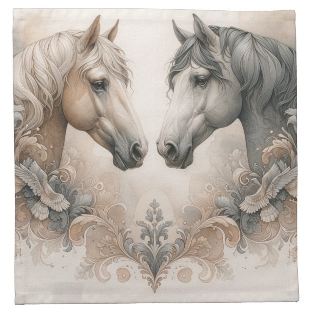 Love for Horses Wedding Cloth Napkin (Front)