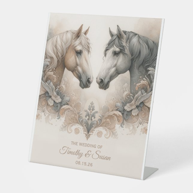 Love for Horses Wedding Pedestal Sign (Front)