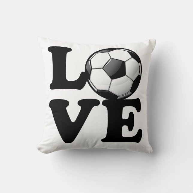 Love For Soccer Glossy Soccer Ball Throw Pillow (Front)