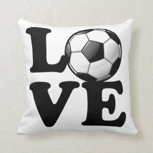 Love For Soccer Glossy Soccer Ball Throw Pillow