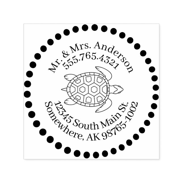 Love for Turtles Personal Contact Dots Self-inking Stamp (Design)