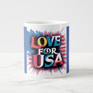 "Love for USA Patriotic Mug" Giant Coffee Mug