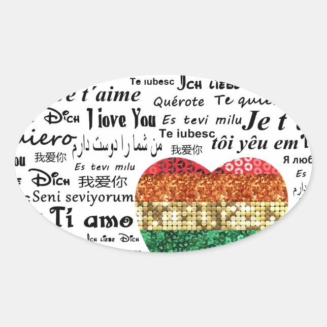 Love foreign languages oval sticker (Front)