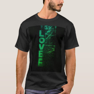 LOVE Forest Fade – Vertical Green Typography  T-Shirt