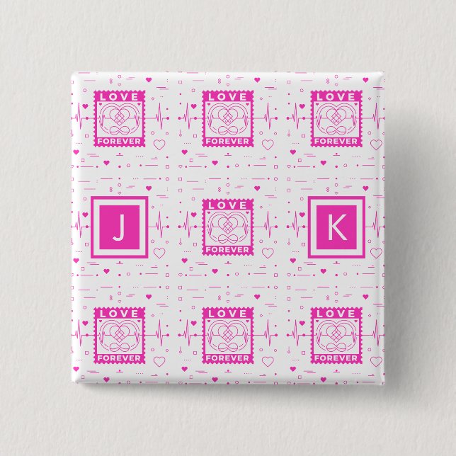 Love forever Customize it with your initials Button (Front)