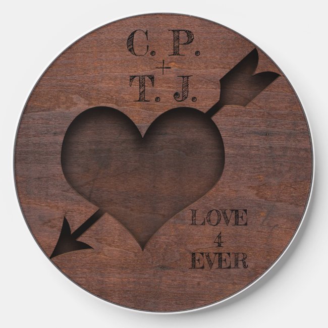 Love Forever Heart Carved Wood Round