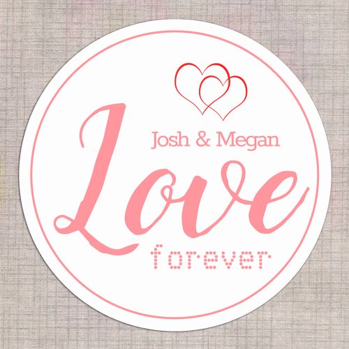 Love Forever Hearts Monogram  Create Your Own Classic Round Sticker
