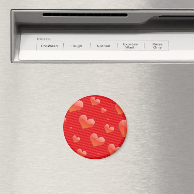 Love Forever, hearts of red design, Magnet (In Situ (Dishwasher))