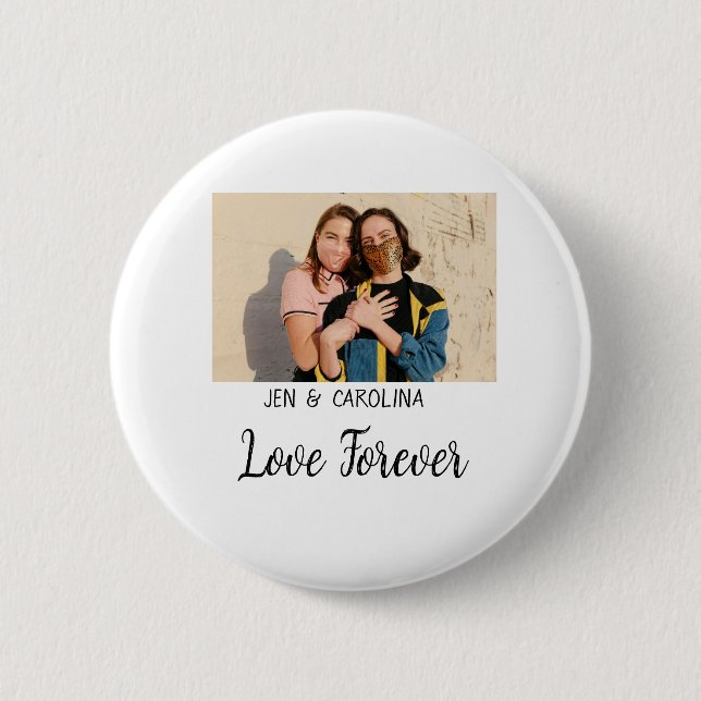 Love Forever LGbtq couple pride add photo name sim Button (Front)