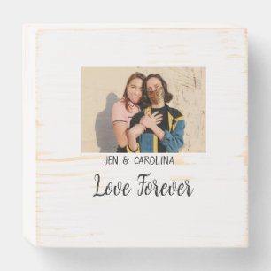 Love Forever LGbtq couple pride add photo name sim Wooden Box Sign