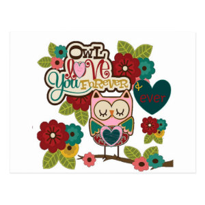 love forever owl postcard