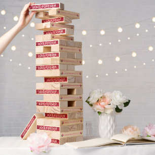 Love Forever Pink Glitter Wedding Game Topple Tower