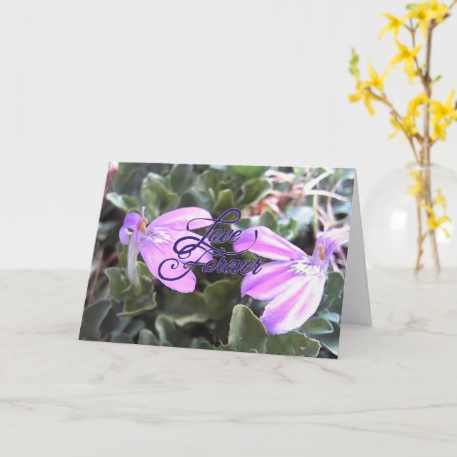 Love Forever Purple Flowers Blank Greeting Card (Yellow Flower)
