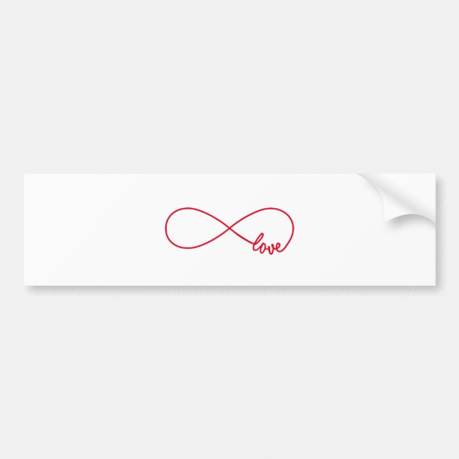 Love forever, red infinity sign, never ending love bumper sticker (Front)