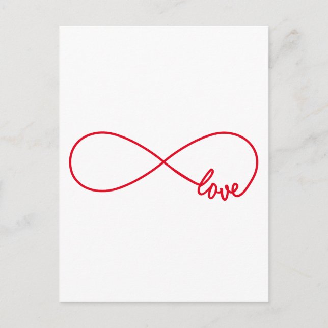 Love forever, red infinity sign, never ending love postcard (Front)