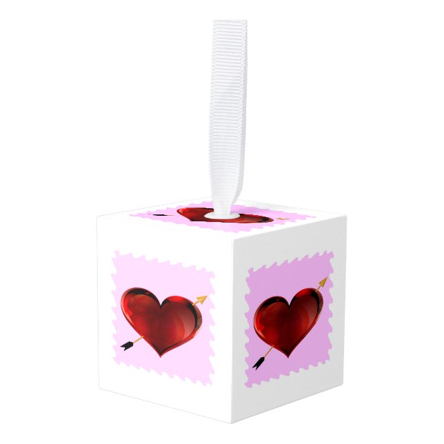 Love Forever Stamp Cube Ornament (Front Angled)