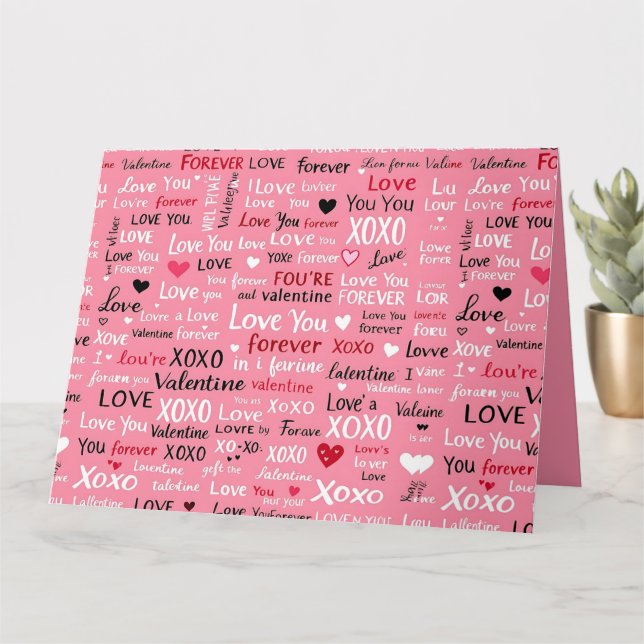 Love Forever - Valentine's Day Typography Pattern Card (Small Plant)