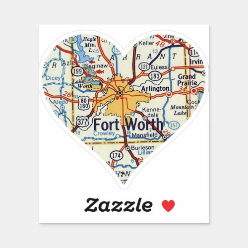 Love Fort Worth Vintage Map Sticker