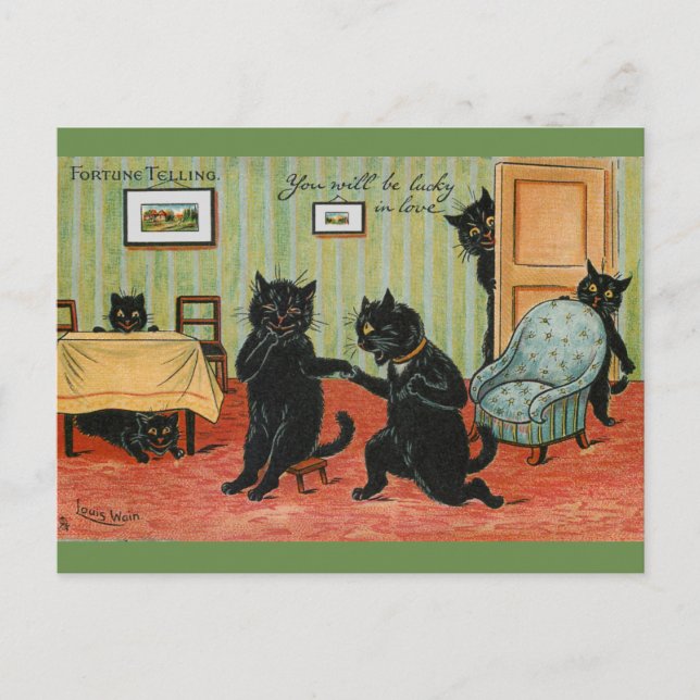 Love Fortune Telling by Louis Wain Postcard (Front)