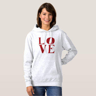 LOVE four letter word rustic red buffalo plaid Hoodie