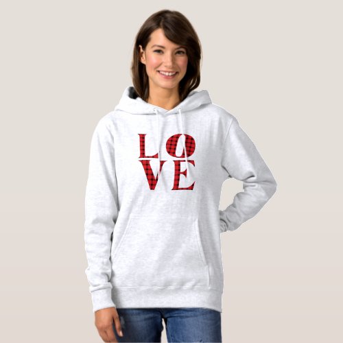 LOVE four letter word rustic red buffalo plaid Hoodie