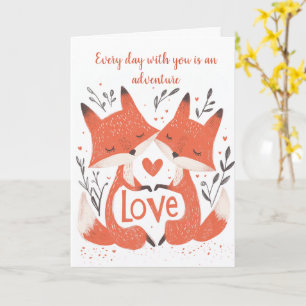 Love Foxes and Big Heart Valentines Day Card