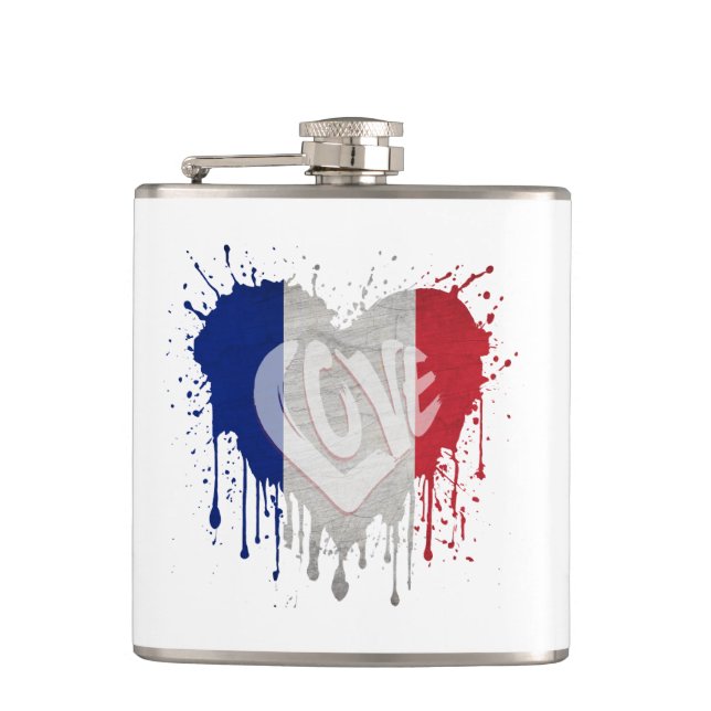 Love France Flag Flask (Front)