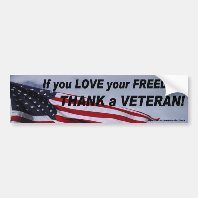 Love Freedom Thank A Vet Bumper Sticker (Front)