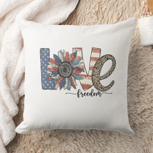 Love Freedom Throw Pillow (Blanket)