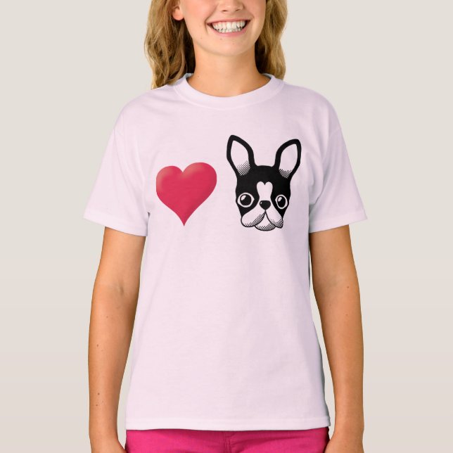 Love French Bulldog/Boston Terrier2 Black T-Shirt (Front)