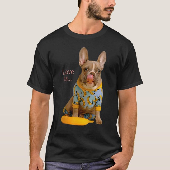 Love French Bulldog  Frenchie Mom Dad Dog Puppy Pe T-Shirt (Front)