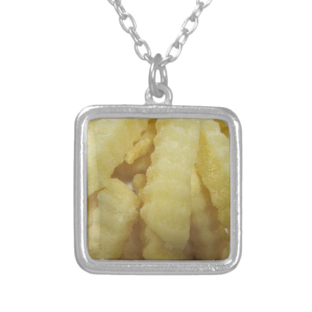 Love French Fries Silver Plated Necklace (Front)
