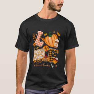 LOVE French Teacher Thanksgiving Pumpkins Colorful T-Shirt