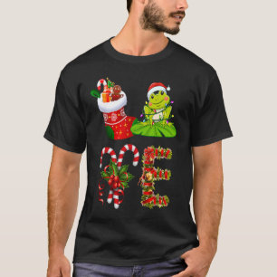 Love Frog Christmas Lights Led Santa Hat Christma T-Shirt