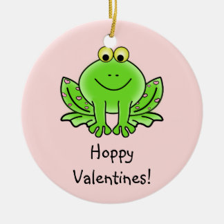 Love Frog Funny Greeting: Hoppy Valentine's Day Ceramic Ornament