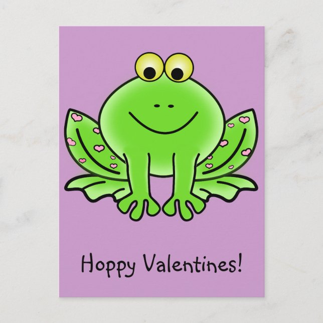 Love Frog Funny Greeting: Hoppy Valentine's Day Holiday Postcard (Front)
