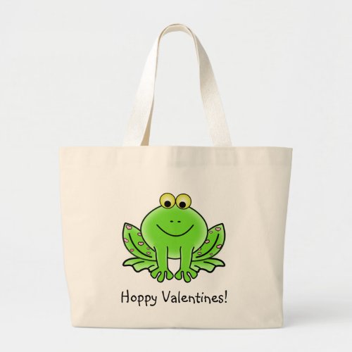 Love Frog Funny Greeting Hoppy Valentines Day Large Tote Bag