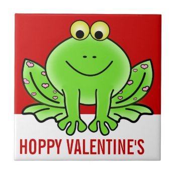 Love Frog Funny Greeting: Hoppy Valentine's Day Tile by egogenius at Zazzle