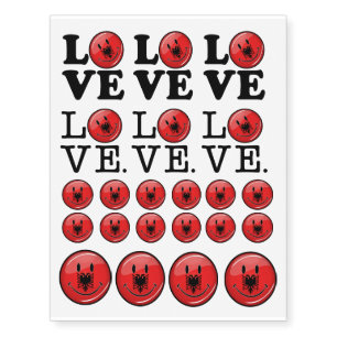 Love From Albania Smiling Flag Temporary Tattoos