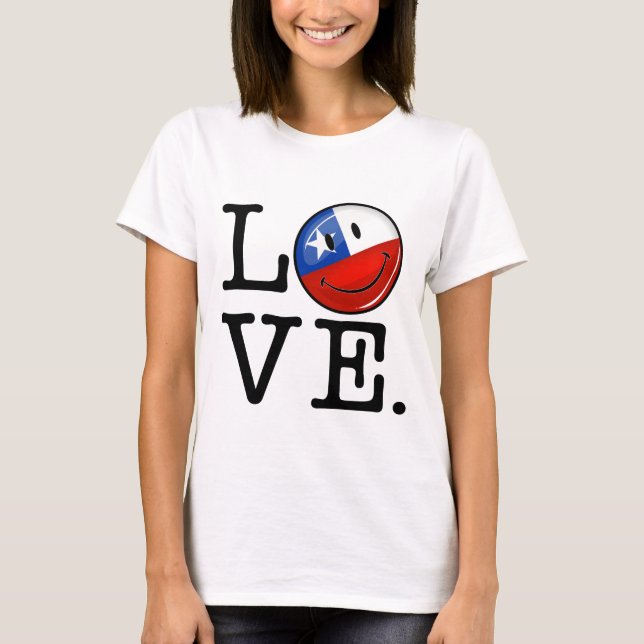 Love From Chile Smiling Chilean Flag T-Shirt (Front)