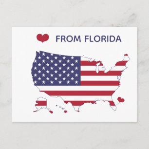 Love from Florida - State Pride - US Flag Postcard