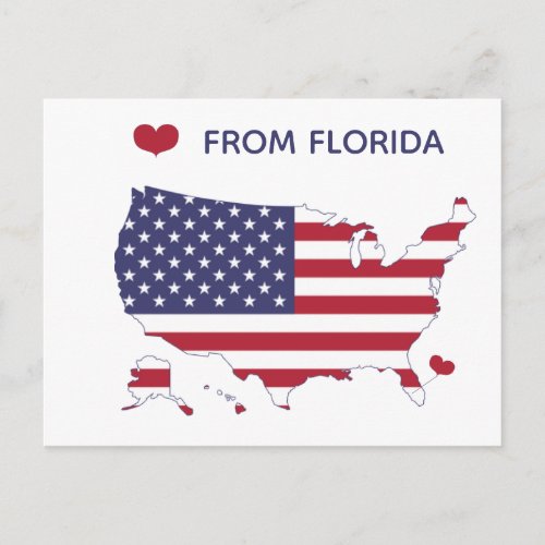 Love from Florida _ State Pride  _ US Flag Postcard