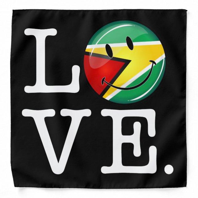 Love From Guyana Smiling Guyanese Flag Bandana (Front)