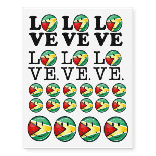Love From Guyana Smiling Guyanese Flag Temporary Tattoos
