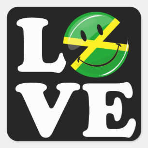 Love from Jamaica Smiling Flag Square Sticker